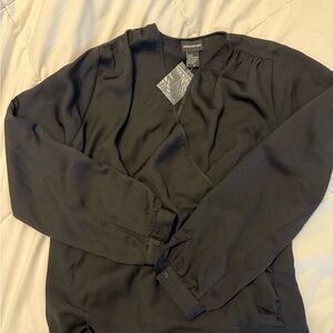 Central Park West Black Wrap Blouse